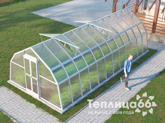 Теплица Рада Таймыр из поликарбоната, 3,5x8 метров, белая